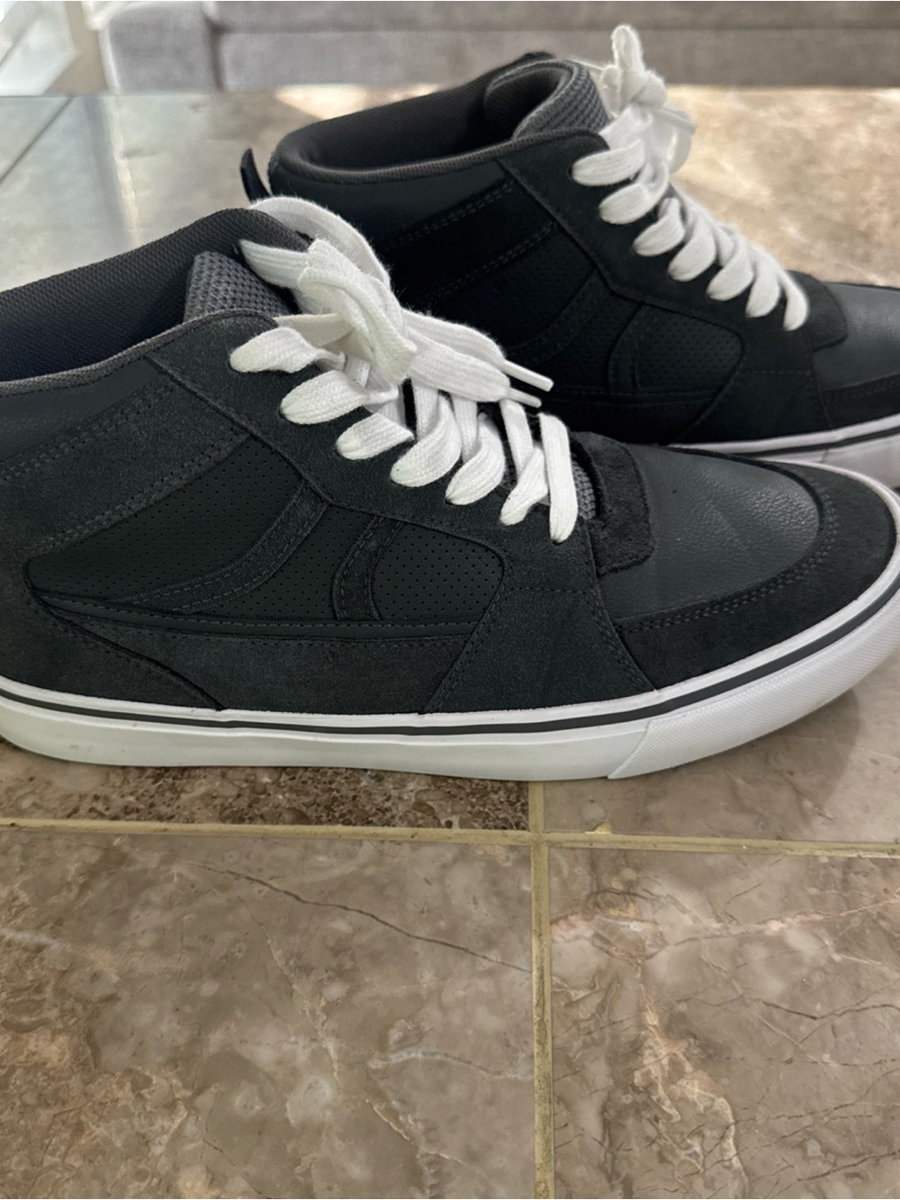 Airwalk Men's Black High-Top Sneakers with White Laces